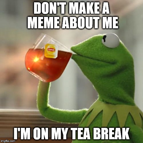 But That's None Of My Business Meme | DON'T MAKE A MEME ABOUT ME; I'M ON MY TEA BREAK | image tagged in memes,but thats none of my business,kermit the frog | made w/ Imgflip meme maker