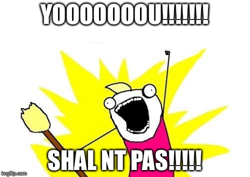 X All The Y | YOOOOOOOU!!!!!!! SHAL NT PAS!!!!! | image tagged in memes,x all the y | made w/ Imgflip meme maker