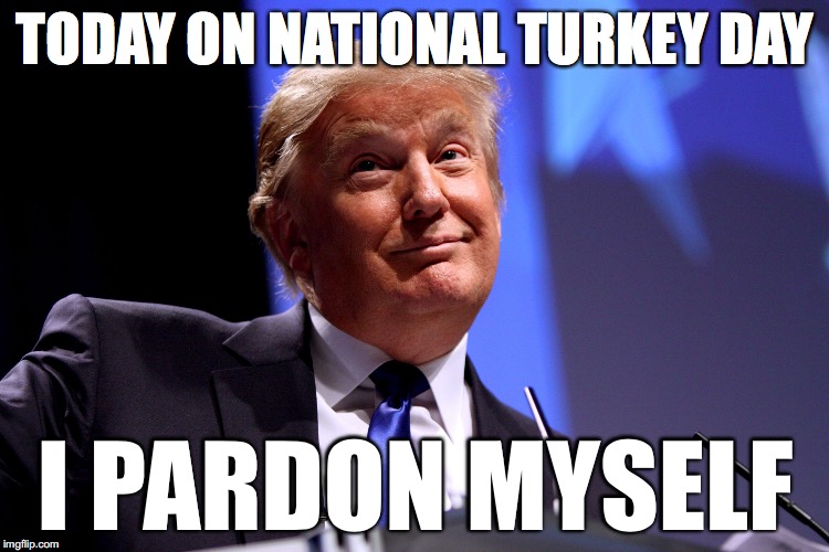 Donald Trump No2 | TODAY ON NATIONAL TURKEY DAY; I PARDON MYSELF | image tagged in donald trump no2 | made w/ Imgflip meme maker