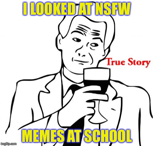 True Story Meme | I LOOKED AT NSFW; MEMES AT SCHOOL | image tagged in memes,true story | made w/ Imgflip meme maker