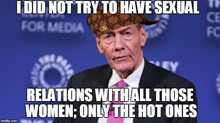 Charlie Rose | I DID NOT TRY TO HAVE SEXUAL; RELATIONS WITH ALL THOSE WOMEN; ONLY THE HOT ONES | image tagged in charlie rose,scumbag | made w/ Imgflip meme maker