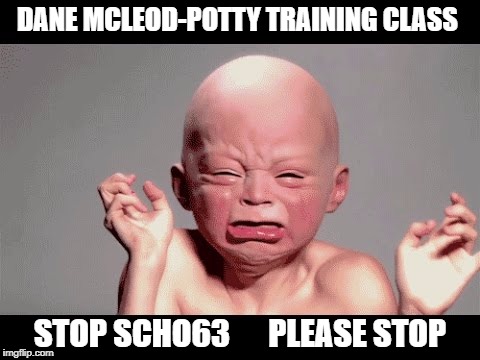 DANE MCLEOD-POTTY TRAINING CLASS; STOP SCHO63      PLEASE STOP | made w/ Imgflip meme maker