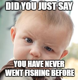 Skeptical Baby Meme | DID YOU JUST SAY; YOU HAVE NEVER WENT FISHING BEFORE | image tagged in memes,skeptical baby | made w/ Imgflip meme maker