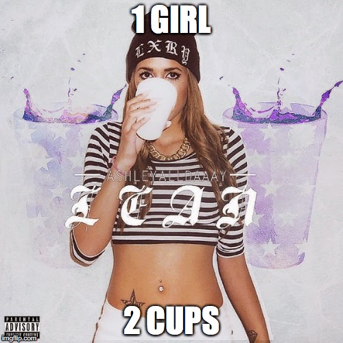 1girl2cups | 1 GIRL; 2 CUPS | image tagged in lean,sizzurp,1girl2cups,probablycopyright,purple dank,purple drank | made w/ Imgflip meme maker