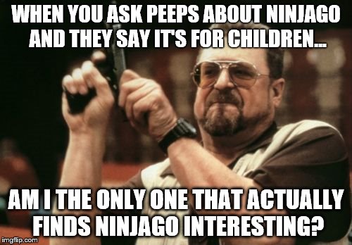 Am I The Only One Around Here | WHEN YOU ASK PEEPS ABOUT NINJAGO AND THEY SAY IT'S FOR CHILDREN... AM I THE ONLY ONE THAT ACTUALLY FINDS NINJAGO INTERESTING? | image tagged in memes,am i the only one around here | made w/ Imgflip meme maker