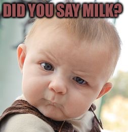 Skeptical Baby Meme | DID YOU SAY MILK? | image tagged in memes,skeptical baby | made w/ Imgflip meme maker