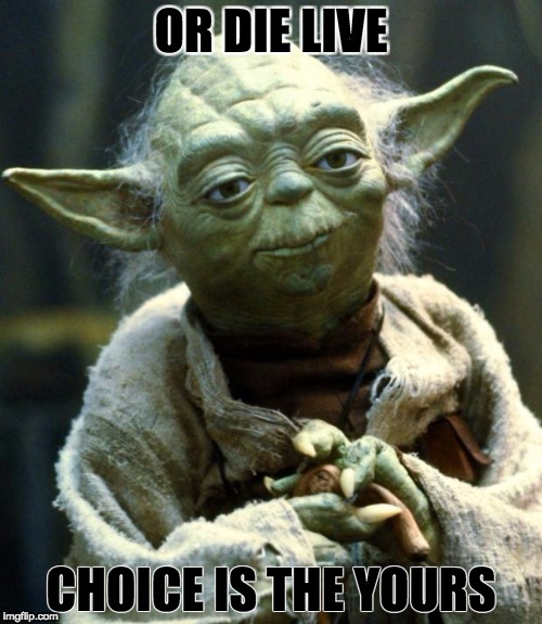 Star Wars Yoda Meme | OR DIE LIVE; CHOICE IS THE YOURS | image tagged in memes,star wars yoda | made w/ Imgflip meme maker