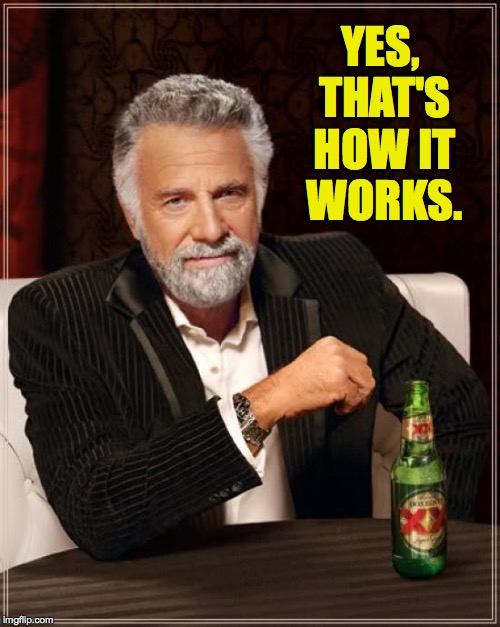 The Most Interesting Man In The World Meme | YES, THAT'S HOW IT WORKS. | image tagged in memes,the most interesting man in the world | made w/ Imgflip meme maker