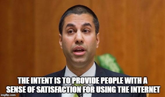 THE INTENT IS TO PROVIDE PEOPLE WITH A SENSE OF SATISFACTION FOR USING THE INTERNET | made w/ Imgflip meme maker