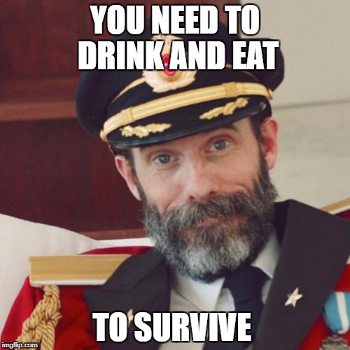 Captain Obvious | YOU NEED TO DRINK AND EAT; TO SURVIVE | image tagged in captain obvious,funny,memes,it's that obvious,lol so funny,oh wow are you actually reading these tags | made w/ Imgflip meme maker
