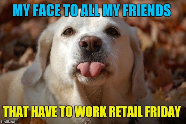 First time in 10 years I don't have to work  | MY FACE TO ALL MY FRIENDS; THAT HAVE TO WORK RETAIL FRIDAY | image tagged in memes,black friday,dogs,bragging | made w/ Imgflip meme maker