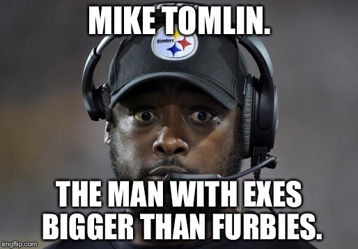 Fire Mike Tomlin Now | MIKE TOMLIN. THE MAN WITH EXES BIGGER THAN FURBIES. | image tagged in fire mike tomlin now,pittsburgh steelers,furby | made w/ Imgflip meme maker