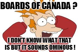 BOARDS OF CANADA ? I DON'T KNOW WHAT THAT IS BUT IT SOUNDS OMINOUS ! | made w/ Imgflip meme maker