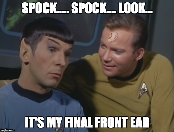 Boldly going - Star Trek Week! a brandy_jackson Tombstone 1881 and coollew event! Nov. 20th to the 27th | SPOCK..... SPOCK.... LOOK... IT'S MY FINAL FRONT EAR | image tagged in front ear,star trek week | made w/ Imgflip meme maker