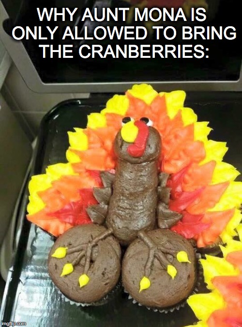 Happy Thanksgiving Guys! | WHY AUNT MONA IS ONLY ALLOWED TO BRING THE CRANBERRIES: | image tagged in janey mack meme,flirty meme,thanksgiving,why aunt mona is only allowed | made w/ Imgflip meme maker