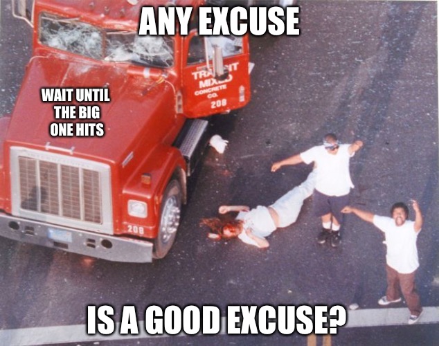 The Purge | ANY EXCUSE; WAIT UNTIL THE BIG ONE HITS; IS A GOOD EXCUSE? | image tagged in the purge,riots,murder,racism | made w/ Imgflip meme maker