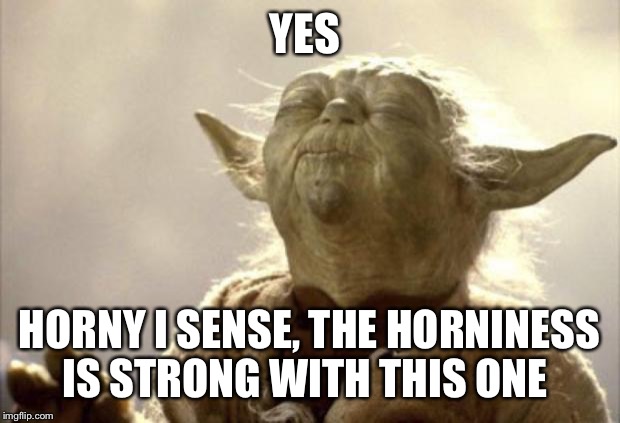 IN 2013 YODA BE LIKE | YES; HORNY I SENSE, THE HORNINESS IS STRONG WITH THIS ONE | image tagged in in 2013 yoda be like | made w/ Imgflip meme maker