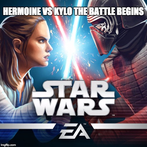 Harry potter vs star wars | HERMOINE VS KYLO THE BATTLE BEGINS | image tagged in star wars | made w/ Imgflip meme maker