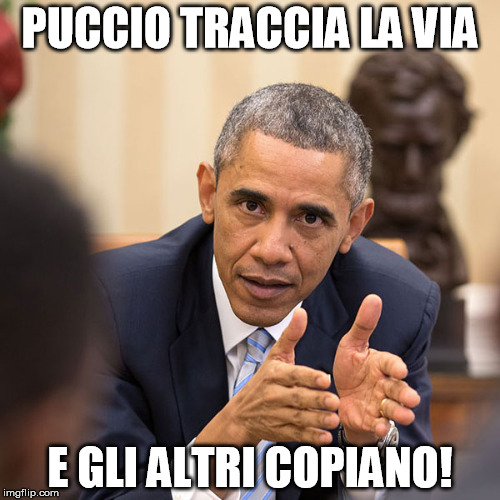 Puccio's exploit | PUCCIO TRACCIA LA VIA; E GLI ALTRI COPIANO! | image tagged in puccio,exploit | made w/ Imgflip meme maker