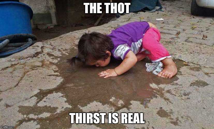 thot thirst | THE THOT; THIRST IS REAL | image tagged in thot thirst,thirsty,thot patrol | made w/ Imgflip meme maker