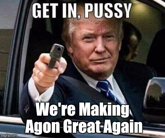 Donald Trump Get in pussy | We're Making Agon Great Again | image tagged in donald trump get in pussy | made w/ Imgflip meme maker