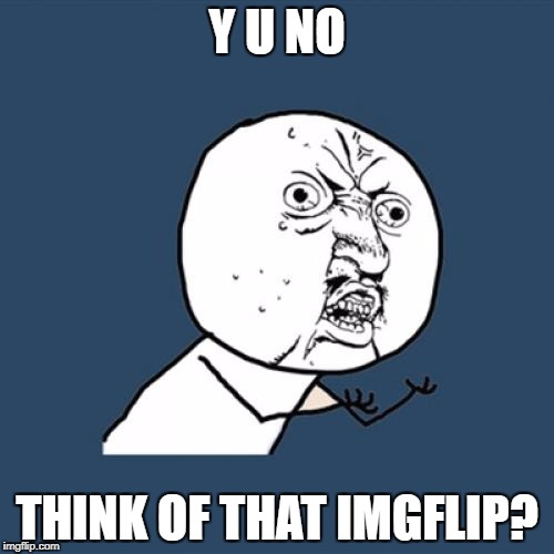 Y U No Meme | Y U NO THINK OF THAT IMGFLIP? | image tagged in memes,y u no | made w/ Imgflip meme maker