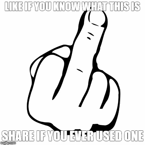 Middle finger  | LIKE IF YOU KNOW WHAT THIS IS; SHARE IF YOU EVER USED ONE | image tagged in middle finger | made w/ Imgflip meme maker