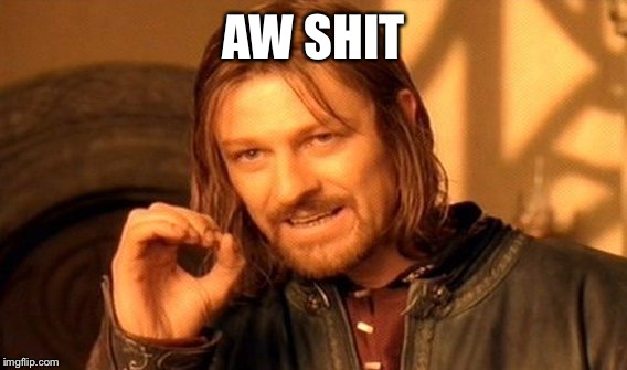 One Does Not Simply Meme | AW SHIT | image tagged in memes,one does not simply | made w/ Imgflip meme maker