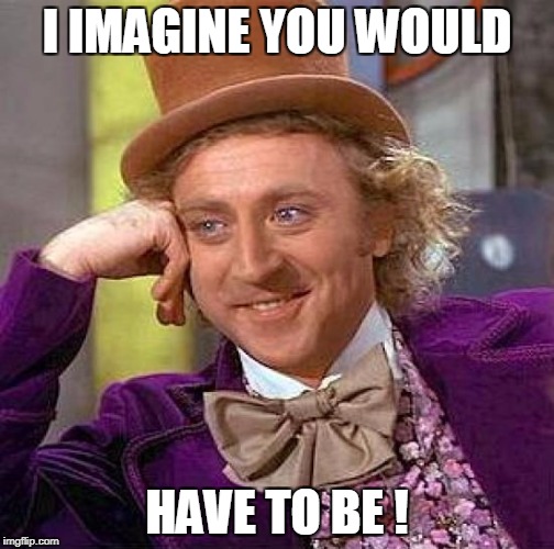Creepy Condescending Wonka Meme | I IMAGINE YOU WOULD HAVE TO BE ! | image tagged in memes,creepy condescending wonka | made w/ Imgflip meme maker