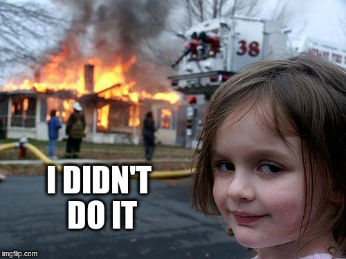 Disaster Girl Meme | I DIDN'T DO IT | image tagged in memes,disaster girl | made w/ Imgflip meme maker