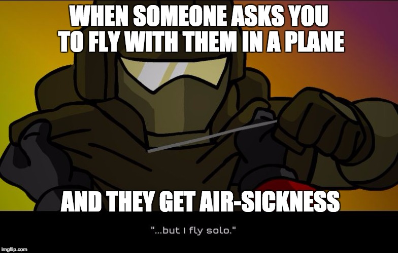 WHEN SOMEONE ASKS YOU TO FLY WITH THEM IN A PLANE; AND THEY GET AIR-SICKNESS | image tagged in i fly alone | made w/ Imgflip meme maker
