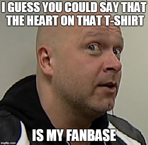 I GUESS YOU COULD SAY THAT THE HEART ON THAT T-SHIRT IS MY FANBASE | made w/ Imgflip meme maker