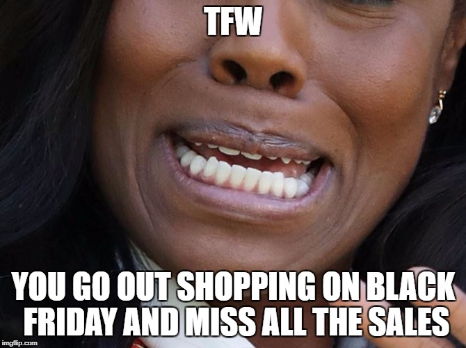 TFW | TFW; YOU GO OUT SHOPPING ON BLACK FRIDAY AND MISS ALL THE SALES | image tagged in tfw | made w/ Imgflip meme maker