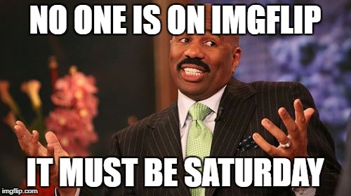 NO ONE IS ON IMGFLIP IT MUST BE SATURDAY | image tagged in memes,steve harvey | made w/ Imgflip meme maker