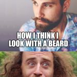 How I Actually Look with a Beard | HOW I THINK I LOOK WITH A BEARD; HOW I ACTUALLY LOOK WITH A BEARD | image tagged in how i actually look with a beard | made w/ Imgflip meme maker