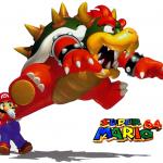 Mario swinging Bowser
