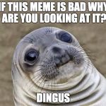 Dingus | IF THIS MEME IS BAD WHY ARE YOU LOOKING AT IT? DINGUS | image tagged in dingus,memes | made w/ Imgflip meme maker