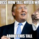 donald trump | GUESS HOW TALL HITLER WAS; ABOUT THIS TALL | image tagged in donald trump | made w/ Imgflip meme maker