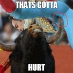 BullFighter | THATS GOTTA HURT | image tagged in bullfighter | made w/ Imgflip meme maker