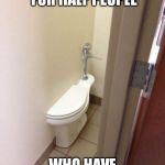 Toilet Fail | TOILET MADE FOR HALF PEOPLE; WHO HAVE HALF ASSES | image tagged in toilet fail | made w/ Imgflip meme maker