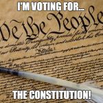 Constitution | I'M VOTING FOR... THE CONSTITUTION! | image tagged in constitution | made w/ Imgflip meme maker