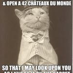 Jerk cat | GEOFFREY GET OUT FINE CRYSTAL & OPEN A 42 CHÂTEAUX DU MONDE; SO THAT I MAY LOOK UPON YOU AS I KNOCK IT ON THE CARPET | image tagged in aristocat,cats,jerks,memes,funny,funny cats | made w/ Imgflip meme maker