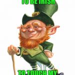 irish | YOU DON'T HAVE TO BE IRISH; TO TOUCH MY SHILLELAGH | image tagged in irish | made w/ Imgflip meme maker