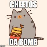 pusheen stole the cheetos | CHEETOS; DA BOMB | image tagged in pusheen stole the cheetos | made w/ Imgflip meme maker