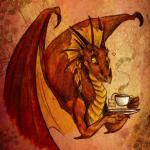 Dragon drinking tea