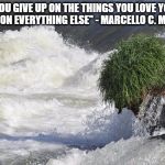 Brazil River Bush | "IF YOU GIVE UP ON THE THINGS YOU LOVE YOU'LL GIVE UP ON EVERYTHING ELSE" - MARCELLO C. MONTEIRO | image tagged in brazil river bush | made w/ Imgflip meme maker