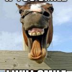 horsesmile | IF YOU SMILE; I WILL SMILE | image tagged in horsesmile | made w/ Imgflip meme maker