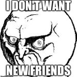 No Rage Face | I DON'T WANT; NEW FRIENDS | image tagged in no rage face | made w/ Imgflip meme maker