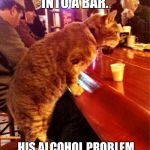 Anti joke cat | A CAT WALKS INTO A BAR. HIS ALCOHOL PROBLEM IS DESTROYING HIS FAMILY. | image tagged in cat bar drinking,anti joke | made w/ Imgflip meme maker