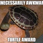 turtle meme | UNNECESSARILY AWKWARD; TURTLE AWARD | image tagged in turtle meme | made w/ Imgflip meme maker